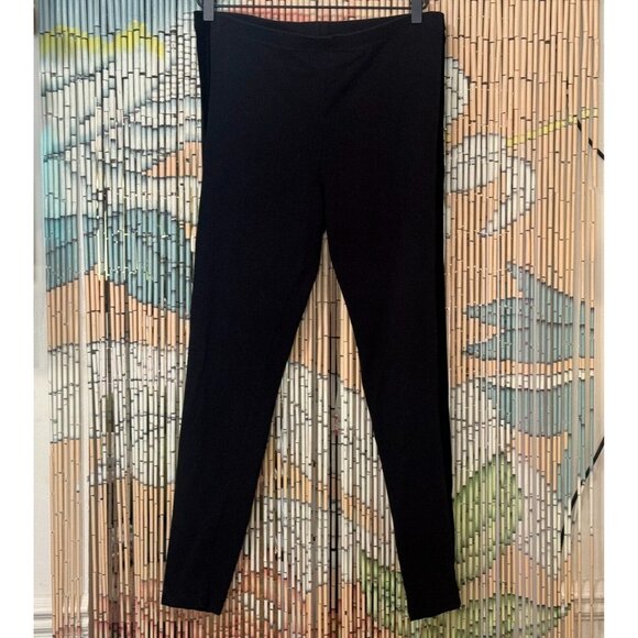VERA WANG Simply Vera Velvet Tuxedo Stripe Cotton Blend Legging, Black, Large - Picture 1 of 7